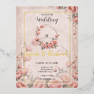 Secret Garden Bloral Wedding Einladung Gold Unterk