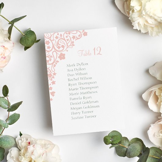 Secret Garden Blush Bloral Seating Chart Hochzeit Tischnummer