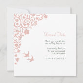 Secret Garden Blush Blumenplatz Hochzeit Dankeskarte (Rückseite)