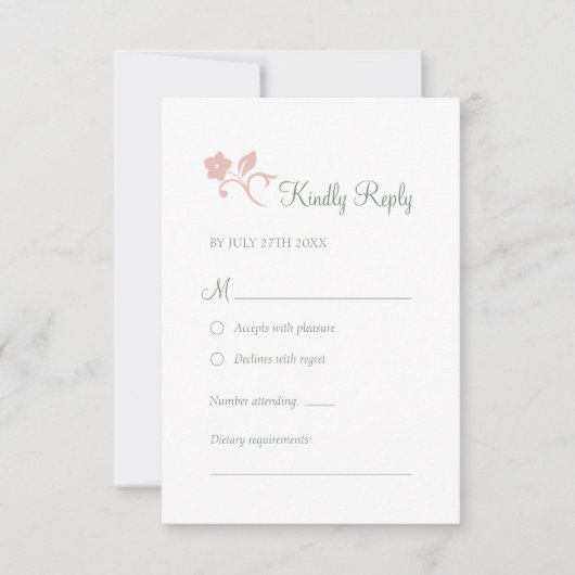Secret Garden Blush Blumenwald Hochzeit RSVP (Vorderseite)