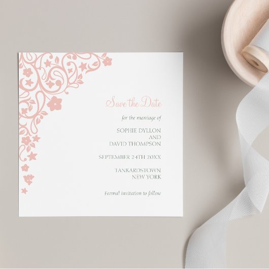 Secret Garden Blush Pink Bloral Square Hochzeit Save The Date