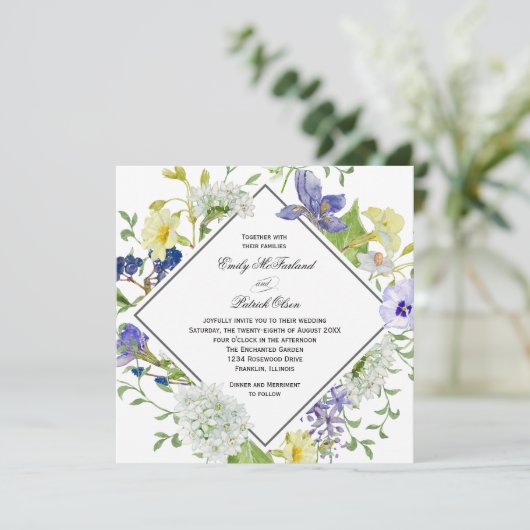 Secret Garden Boho Wildblumen Hochzeit Einladung (Stehend Vorderseite)