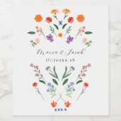 Secret Garden Floral Wedding Weinetikett (Einzelnes Label)