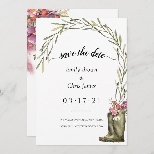 Secret Garden Foliage | Coupleboots Rustikale Hoch Save The Date (Vorne/Hinten)