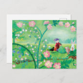 Secret Garden Gnome, Igel, Blackbird & Rabbit Postkarte (Vorne/Hinten)