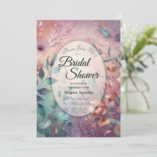 Secret Garden in Abend Glow Brautparty Einladung (Stehend Vorderseite)