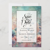 Secret Garden in Abend Glow Wedding Save The Date (Vorderseite)