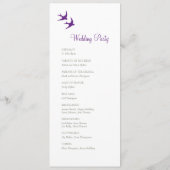 Secret Garden Lila Blumen Lovebirds Hochzeit Programm (Rückseite)