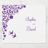 Secret Garden Lila Blumen Lovebirds Hochzeit Schaumweinetikett (Einzelnes Label)