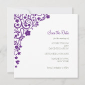 Secret Garden Lila Blumenplatz Hochzeit Save The Date (Vorderseite)