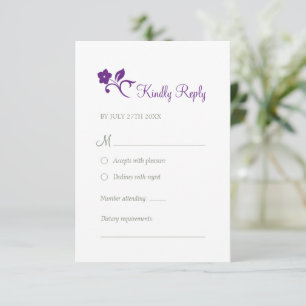 Secret Garden Lila Blumenwald Hochzeit RSVP Karte