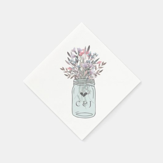 Secret Garden Mason Jar Custom Paper Napkins Serviette (Ecke)