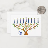Secret Garden Menorah Hanukkah Note Card Mitteilungskarte (Vorderseite/Rückseite Beispiel)
