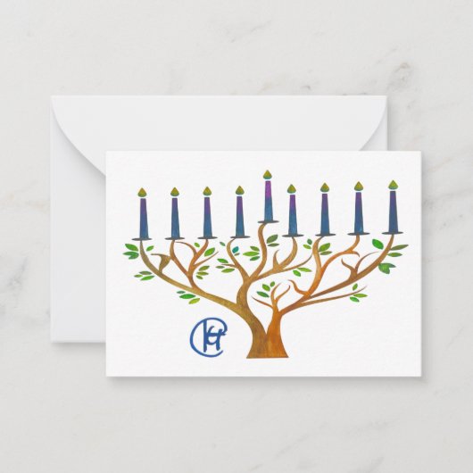 Secret Garden Menorah Hanukkah Note Card Mitteilungskarte (Vorderseite)