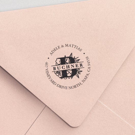 Secret Garden Monogram Rücksendeadresse Permastempel