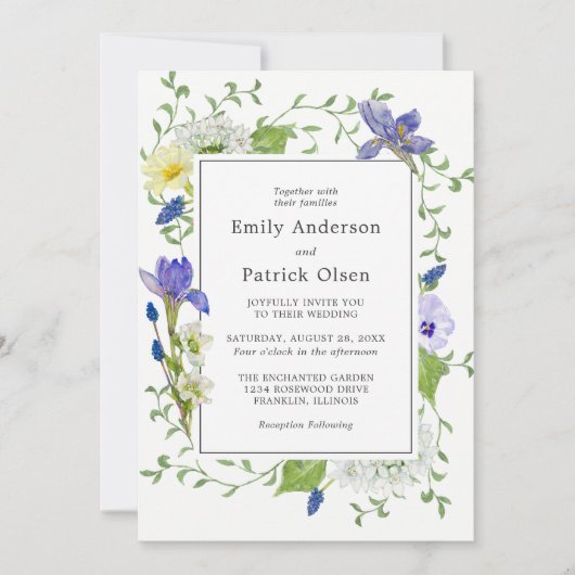 Secret Garden Rustic Boho Wildblumen Hochzeit Einladung (Vorderseite)