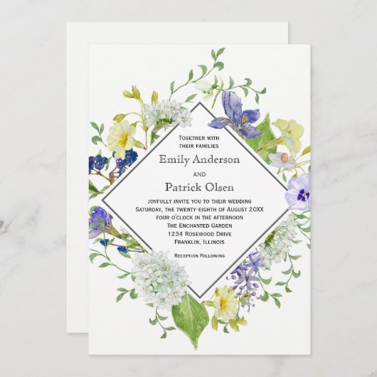 Secret Garden Rustic Boho Wildblumen Hochzeit Einladung (Vorne/Hinten)