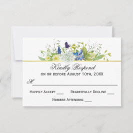 Secret Garden Rustic Wildblumen Hochzeit RSVP Karte