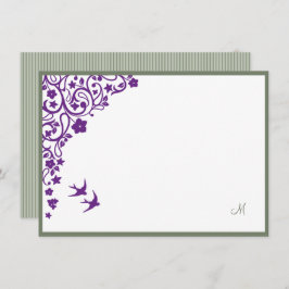 Secret Garden Sage Strip Script Monogram Hinweis Mitteilungskarte