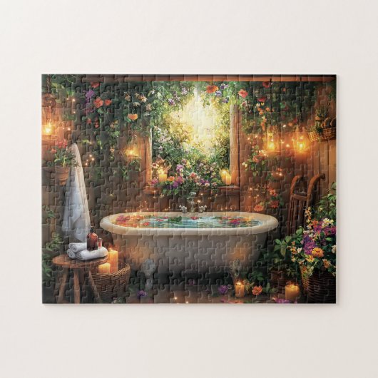Secret Garden Spa Bath Floral Nature Retreat Puzzle (Horizontal)