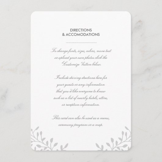 Secret Garden Wedding Card Begleitkarte (Vorderseite)