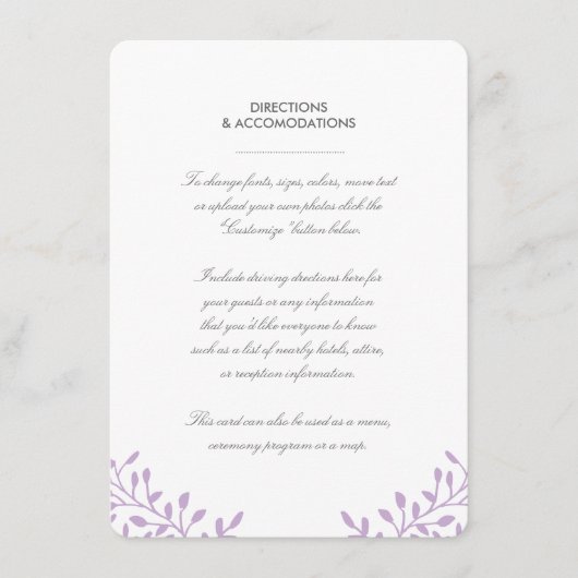 Secret Garden Wedding Card - Orchid Begleitkarte (Vorderseite)