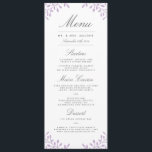 Secret Garden Wedding Dinner Menü - Orchid Menükarte<br><div class="desc">Elegantes lila Blumendesign von Shelby Allison. Klicken Sie auf den unten stehenden Link,  um die gesamte Secret Garden Collection mit passenden Einladungen,  Rsvp-Karten,  Porto-Briefmarke und mehr anzuzeigen.</div>