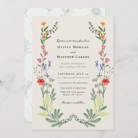 Secret Garden Wedding Einladung (Vorne/Hinten)