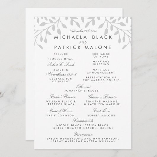 Secret Garden Wedding Program Programm (Vorne/Hinten)