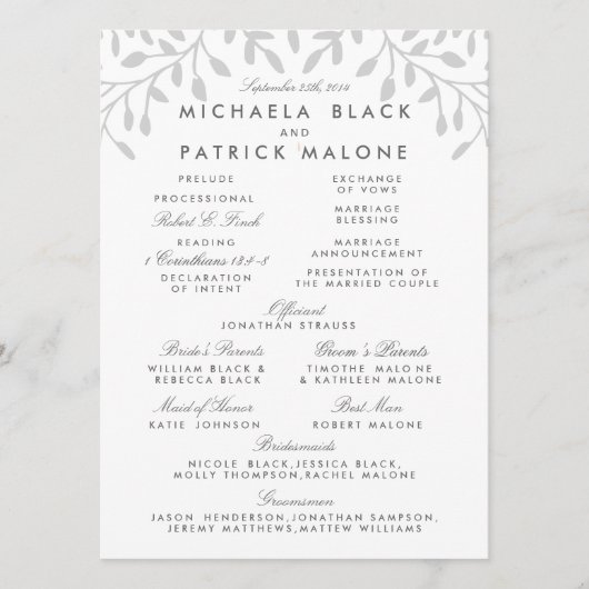 Secret Garden Wedding Program Programm (Vorderseite)