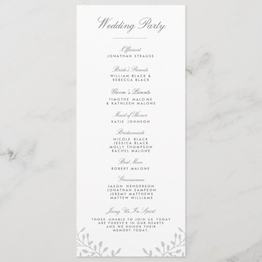 Secret Garden Wedding Programs - Gray Programm (Rückseite)