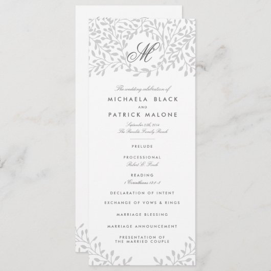 Secret Garden Wedding Programs - Gray Programm (Vorne/Hinten)