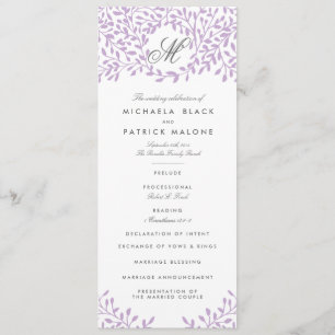 Secret Garden Wedding Programs - Orchid Programm
