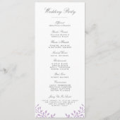 Secret Garden Wedding Programs - Orchid Programm (Rückseite)