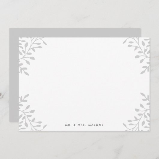Secret Garden Wedding Stationery - Grau Mitteilungskarte (Vorne/Hinten)