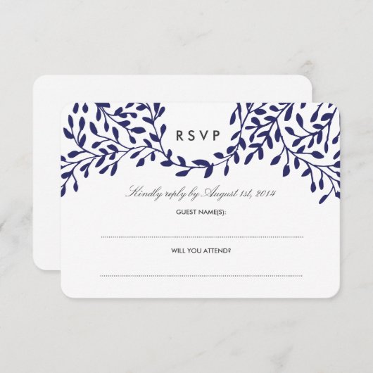 Secret Garden Wedding UAWG - Marine RSVP Karte (Vorne/Hinten)