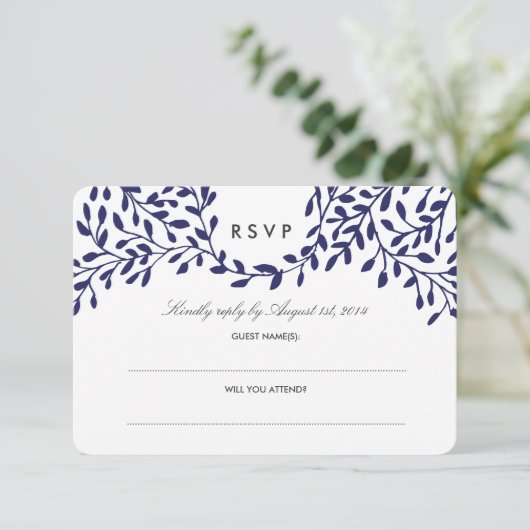 Secret Garden Wedding UAWG - Marine RSVP Karte (Stehend Vorderseite)