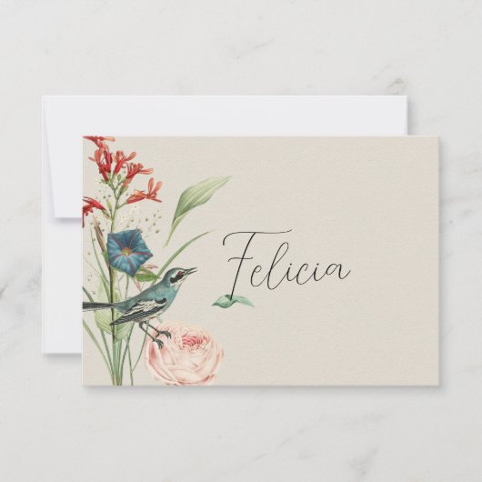 Secret Garden Wildblumen Escort Card Dankeskarte (Vorderseite)