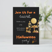 Secret Halloween Adult Party Einladung - Gold (Stehend Vorderseite)