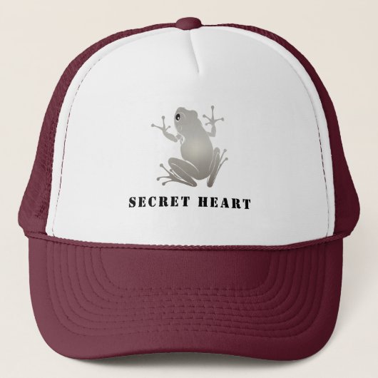 Secret Heart Silver Frog Custom Text Trucker Truckerkappe (Vorderseite)