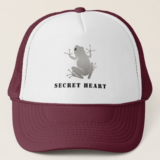 Secret Heart Silver Frog Custom Text Trucker Truckerkappe (Vorderseite)