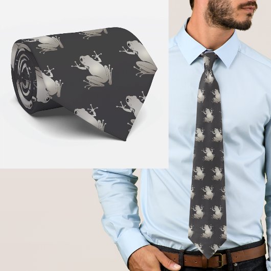 Secret Heart Silver Frog Minimalist Graphic Krawatte