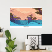 Secret Island Pixel art diorama Poster (Heimbüro)