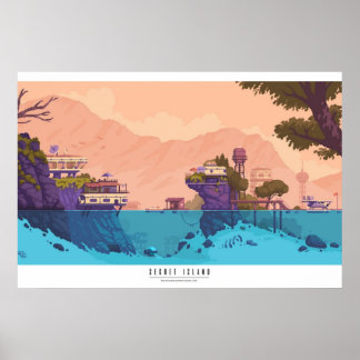 Secret Island Pixel art diorama Poster