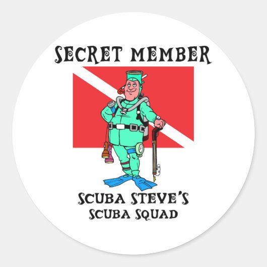 Secret Member SCUBA Steve Runder Aufkleber (Vorderseite)