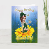 Secret Pal, Birthday Card - Fantasy Niedlich Elf o Karte (Vorderseite)