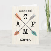 Secret Pal Camp personalialize Name Arrows Karte (Vorderseite)