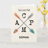 Secret Pal Camp personalialize Name Arrows Karte (Gelbe Blume)
