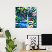 Secret Pond - farbenfrohe Naturillustrierung Stil Poster (Heimbüro)