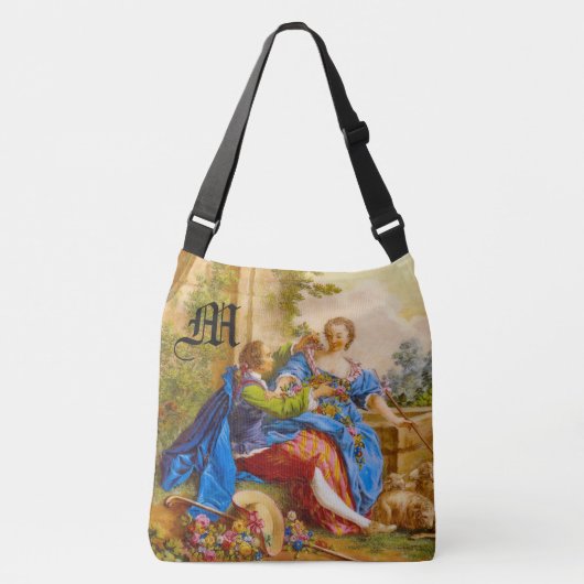 Secret Romance Girly Baroque Monogram Personalize Tragetaschen Mit Langen Trägern (Vorderseite)